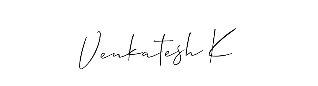 How to make Venkatesh K name signature. Use Allison_Script style for creating short signs online. This is the latest handwritten sign. Venkatesh K signature style 2 images and pictures png