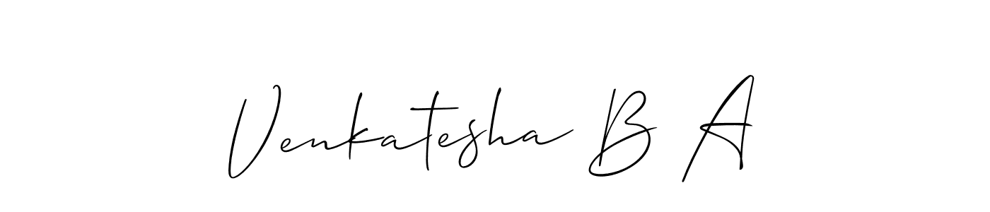 How to make Venkatesha B A name signature. Use Allison_Script style for creating short signs online. This is the latest handwritten sign. Venkatesha B A signature style 2 images and pictures png