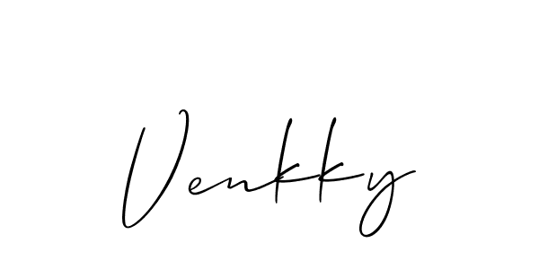 if you are searching for the best signature style for your name Venkky. so please give up your signature search. here we have designed multiple signature styles  using Allison_Script. Venkky signature style 2 images and pictures png