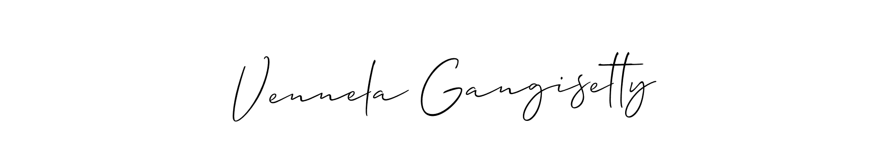 How to make Vennela Gangisetty name signature. Use Allison_Script style for creating short signs online. This is the latest handwritten sign. Vennela Gangisetty signature style 2 images and pictures png
