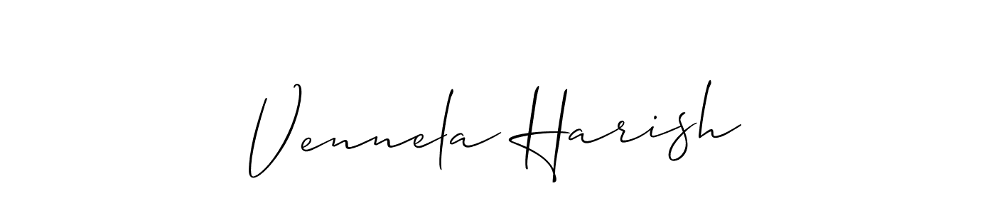 This is the best signature style for the Vennela Harish name. Also you like these signature font (Allison_Script). Mix name signature. Vennela Harish signature style 2 images and pictures png