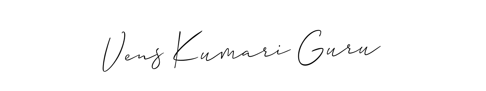 Make a beautiful signature design for name Vens Kumari Guru. With this signature (Allison_Script) style, you can create a handwritten signature for free. Vens Kumari Guru signature style 2 images and pictures png