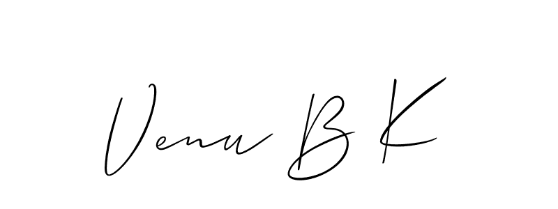 if you are searching for the best signature style for your name Venu B K. so please give up your signature search. here we have designed multiple signature styles  using Allison_Script. Venu B K signature style 2 images and pictures png