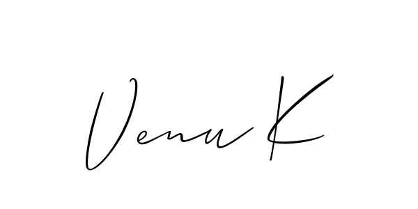 Similarly Allison_Script is the best handwritten signature design. Signature creator online .You can use it as an online autograph creator for name Venu K. Venu K signature style 2 images and pictures png