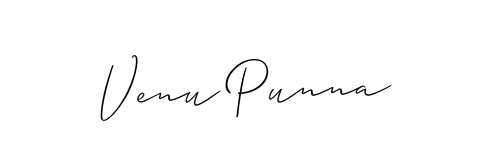 How to make Venu Punna name signature. Use Allison_Script style for creating short signs online. This is the latest handwritten sign. Venu Punna signature style 2 images and pictures png