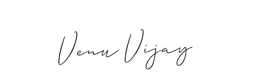 Create a beautiful signature design for name Venu Vijay. With this signature (Allison_Script) fonts, you can make a handwritten signature for free. Venu Vijay signature style 2 images and pictures png