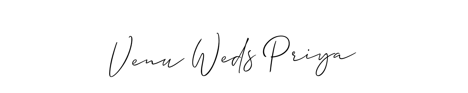 The best way (Allison_Script) to make a short signature is to pick only two or three words in your name. The name Venu Weds Priya include a total of six letters. For converting this name. Venu Weds Priya signature style 2 images and pictures png