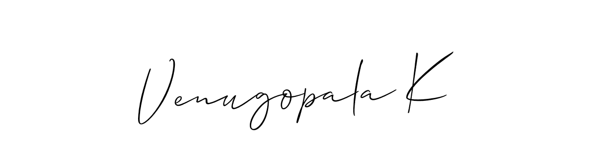 Use a signature maker to create a handwritten signature online. With this signature software, you can design (Allison_Script) your own signature for name Venugopala K. Venugopala K signature style 2 images and pictures png