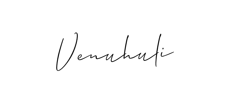 How to Draw Venuhuli signature style? Allison_Script is a latest design signature styles for name Venuhuli. Venuhuli signature style 2 images and pictures png