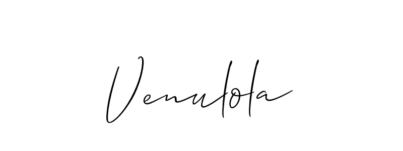 The best way (Allison_Script) to make a short signature is to pick only two or three words in your name. The name Venulola include a total of six letters. For converting this name. Venulola signature style 2 images and pictures png