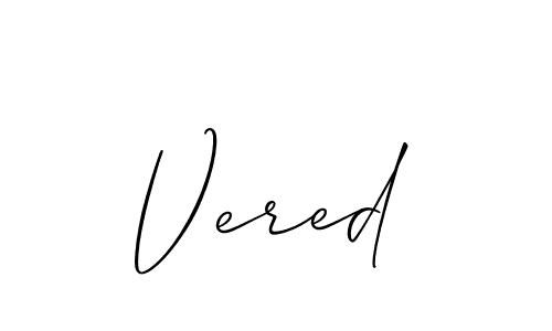 It looks lik you need a new signature style for name Vered. Design unique handwritten (Allison_Script) signature with our free signature maker in just a few clicks. Vered signature style 2 images and pictures png