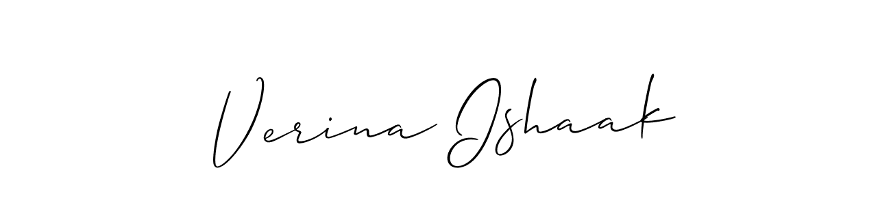if you are searching for the best signature style for your name Verina Ishaak. so please give up your signature search. here we have designed multiple signature styles  using Allison_Script. Verina Ishaak signature style 2 images and pictures png