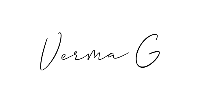 It looks lik you need a new signature style for name Verma G. Design unique handwritten (Allison_Script) signature with our free signature maker in just a few clicks. Verma G signature style 2 images and pictures png