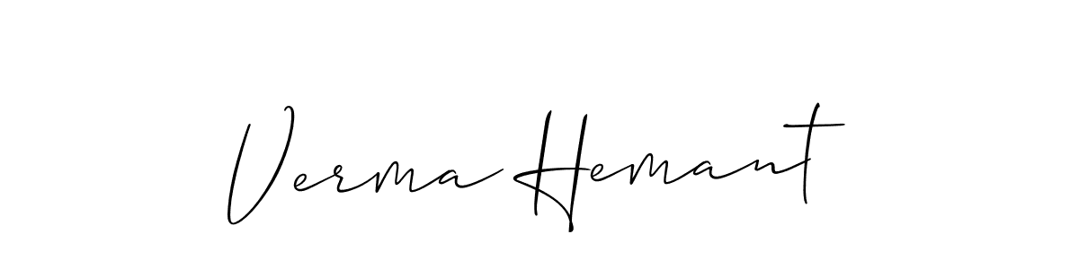 Make a short Verma Hemant signature style. Manage your documents anywhere anytime using Allison_Script. Create and add eSignatures, submit forms, share and send files easily. Verma Hemant signature style 2 images and pictures png