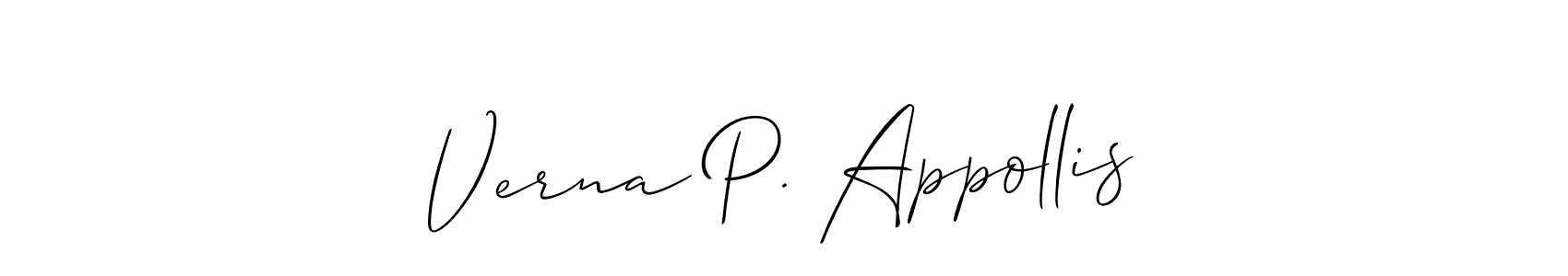 It looks lik you need a new signature style for name Verna P. Appollis. Design unique handwritten (Allison_Script) signature with our free signature maker in just a few clicks. Verna P. Appollis signature style 2 images and pictures png