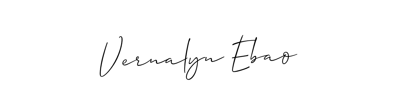 How to make Vernalyn Ebao name signature. Use Allison_Script style for creating short signs online. This is the latest handwritten sign. Vernalyn Ebao signature style 2 images and pictures png