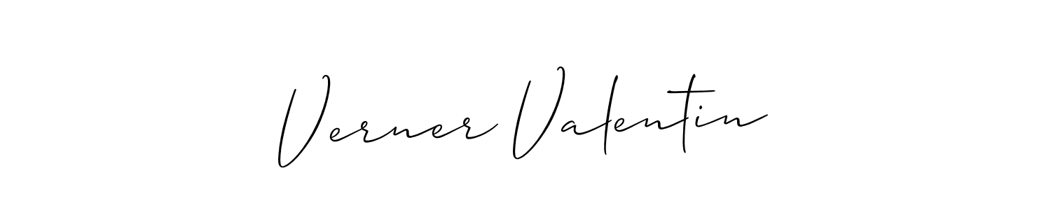 How to make Verner Valentin name signature. Use Allison_Script style for creating short signs online. This is the latest handwritten sign. Verner Valentin signature style 2 images and pictures png