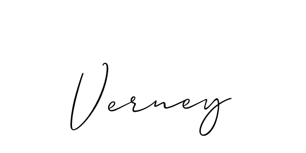 Use a signature maker to create a handwritten signature online. With this signature software, you can design (Allison_Script) your own signature for name Verney. Verney signature style 2 images and pictures png