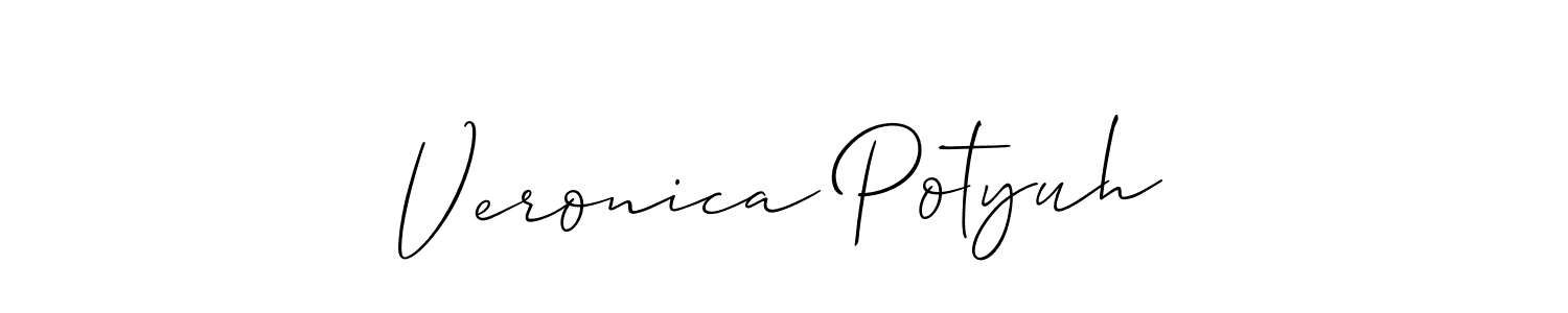 How to make Veronica Potyuh name signature. Use Allison_Script style for creating short signs online. This is the latest handwritten sign. Veronica Potyuh signature style 2 images and pictures png