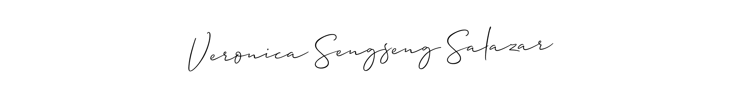 Check out images of Autograph of Veronica Sengseng Salazar name. Actor Veronica Sengseng Salazar Signature Style. Allison_Script is a professional sign style online. Veronica Sengseng Salazar signature style 2 images and pictures png