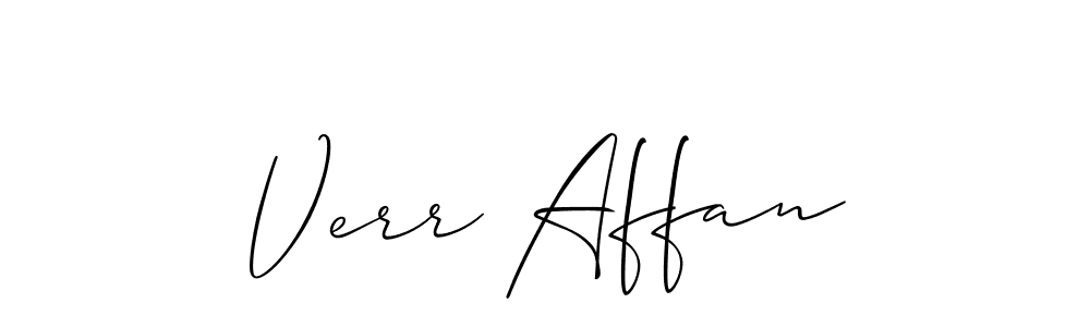 You should practise on your own different ways (Allison_Script) to write your name (Verr Affan) in signature. don't let someone else do it for you. Verr Affan signature style 2 images and pictures png