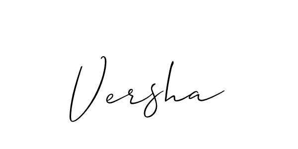 Make a beautiful signature design for name Versha. With this signature (Allison_Script) style, you can create a handwritten signature for free. Versha signature style 2 images and pictures png