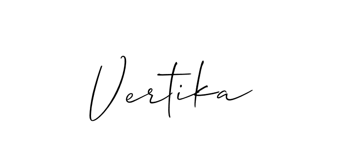 Similarly Allison_Script is the best handwritten signature design. Signature creator online .You can use it as an online autograph creator for name Vertika. Vertika signature style 2 images and pictures png