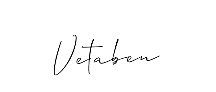 Use a signature maker to create a handwritten signature online. With this signature software, you can design (Allison_Script) your own signature for name Vetaben. Vetaben signature style 2 images and pictures png