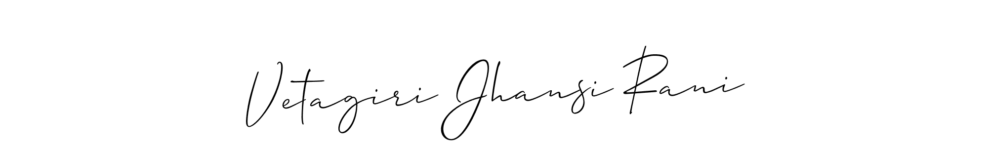 Allison_Script is a professional signature style that is perfect for those who want to add a touch of class to their signature. It is also a great choice for those who want to make their signature more unique. Get Vetagiri Jhansi Rani name to fancy signature for free. Vetagiri Jhansi Rani signature style 2 images and pictures png