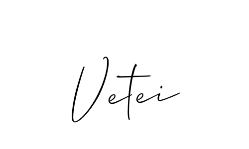 It looks lik you need a new signature style for name Vetei. Design unique handwritten (Allison_Script) signature with our free signature maker in just a few clicks. Vetei signature style 2 images and pictures png