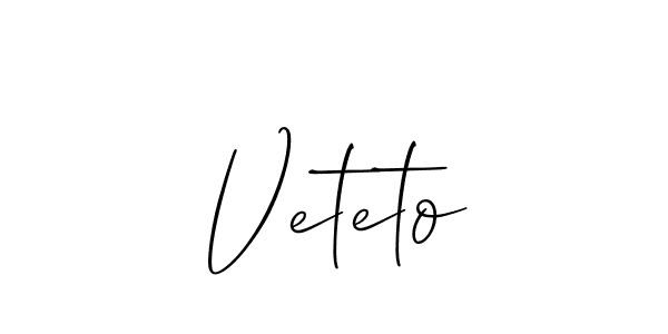 Make a short Veteto signature style. Manage your documents anywhere anytime using Allison_Script. Create and add eSignatures, submit forms, share and send files easily. Veteto signature style 2 images and pictures png