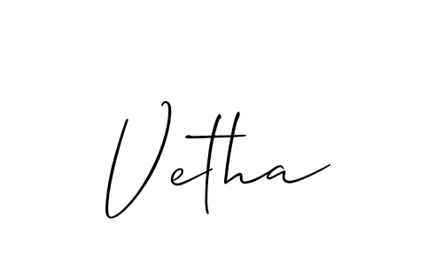 Create a beautiful signature design for name Vetha. With this signature (Allison_Script) fonts, you can make a handwritten signature for free. Vetha signature style 2 images and pictures png