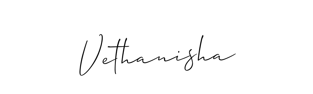 Create a beautiful signature design for name Vethanisha. With this signature (Allison_Script) fonts, you can make a handwritten signature for free. Vethanisha signature style 2 images and pictures png