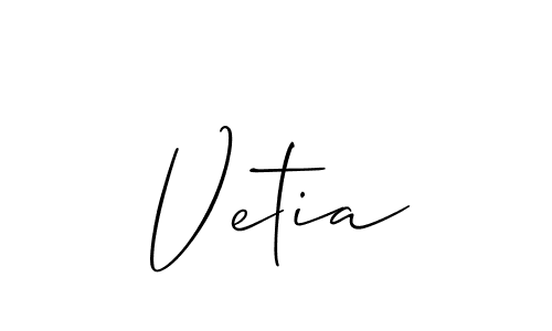 It looks lik you need a new signature style for name Vetia. Design unique handwritten (Allison_Script) signature with our free signature maker in just a few clicks. Vetia signature style 2 images and pictures png