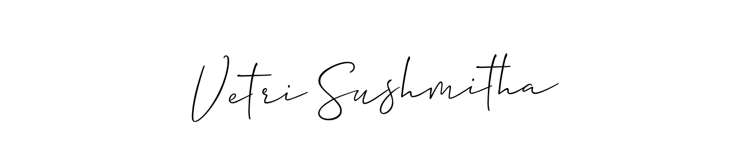 It looks lik you need a new signature style for name Vetri Sushmitha. Design unique handwritten (Allison_Script) signature with our free signature maker in just a few clicks. Vetri Sushmitha signature style 2 images and pictures png