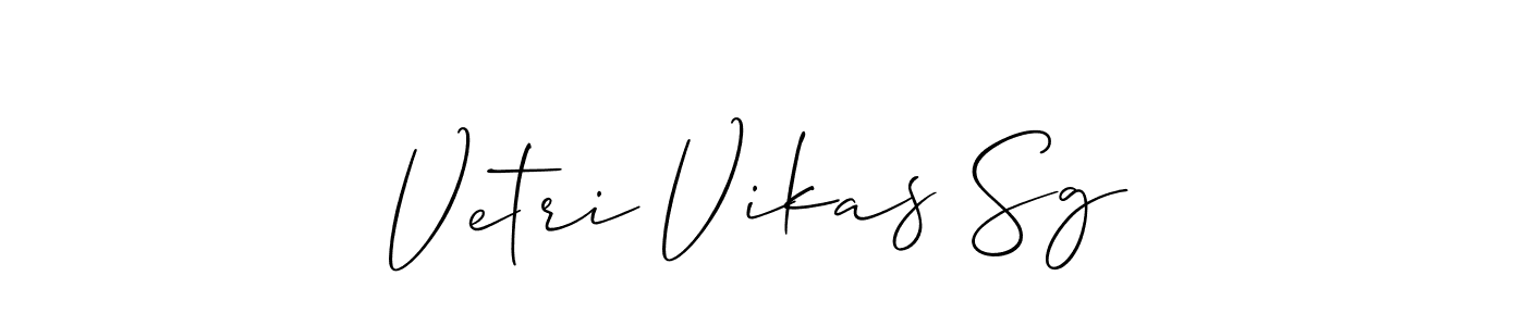 Use a signature maker to create a handwritten signature online. With this signature software, you can design (Allison_Script) your own signature for name Vetri Vikas Sg. Vetri Vikas Sg signature style 2 images and pictures png