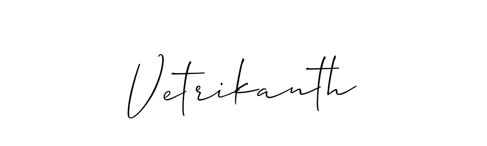 The best way (Allison_Script) to make a short signature is to pick only two or three words in your name. The name Vetrikanth include a total of six letters. For converting this name. Vetrikanth signature style 2 images and pictures png