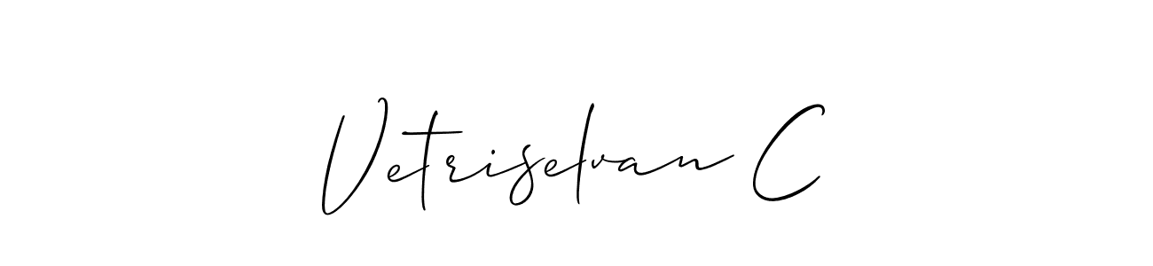 You can use this online signature creator to create a handwritten signature for the name Vetriselvan C. This is the best online autograph maker. Vetriselvan C signature style 2 images and pictures png