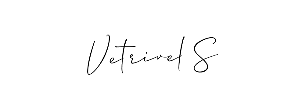 Make a beautiful signature design for name Vetrivel S. With this signature (Allison_Script) style, you can create a handwritten signature for free. Vetrivel S signature style 2 images and pictures png