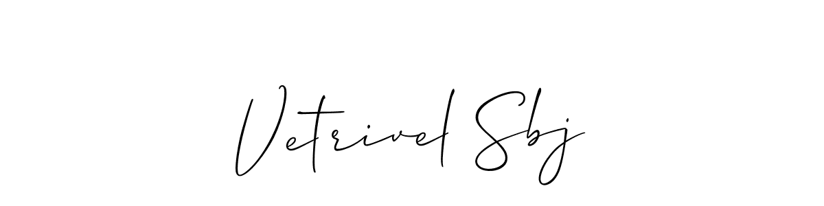Use a signature maker to create a handwritten signature online. With this signature software, you can design (Allison_Script) your own signature for name Vetrivel Sbj. Vetrivel Sbj signature style 2 images and pictures png