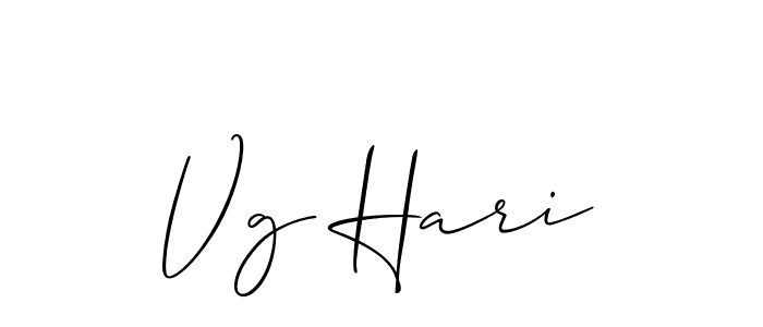 Design your own signature with our free online signature maker. With this signature software, you can create a handwritten (Allison_Script) signature for name Vg Hari. Vg Hari signature style 2 images and pictures png