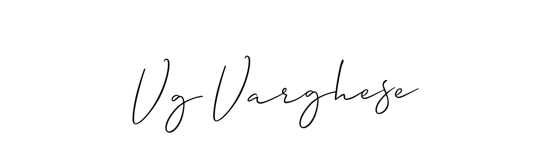 Allison_Script is a professional signature style that is perfect for those who want to add a touch of class to their signature. It is also a great choice for those who want to make their signature more unique. Get Vg Varghese name to fancy signature for free. Vg Varghese signature style 2 images and pictures png