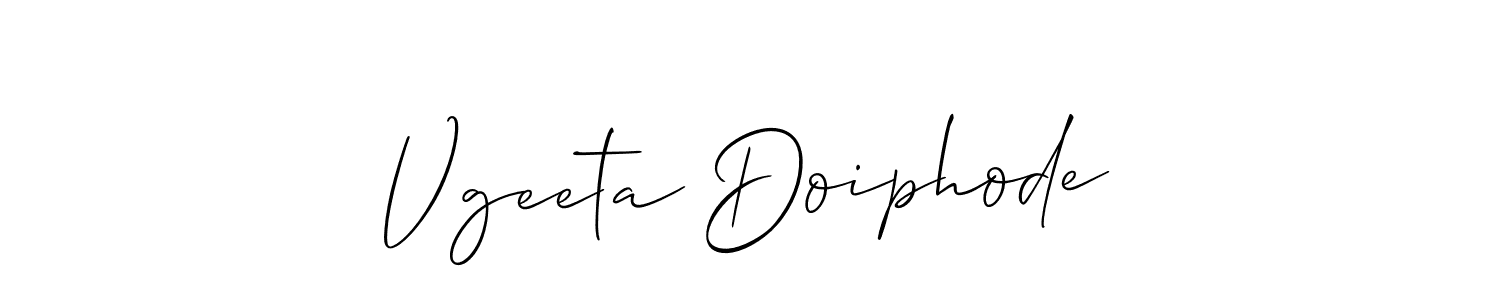 Create a beautiful signature design for name Vgeeta Doiphode. With this signature (Allison_Script) fonts, you can make a handwritten signature for free. Vgeeta Doiphode signature style 2 images and pictures png