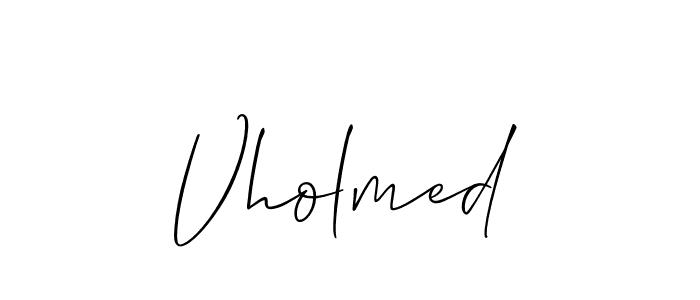 The best way (Allison_Script) to make a short signature is to pick only two or three words in your name. The name Vholmed include a total of six letters. For converting this name. Vholmed signature style 2 images and pictures png