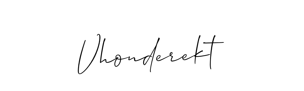 Create a beautiful signature design for name Vhonderekt. With this signature (Allison_Script) fonts, you can make a handwritten signature for free. Vhonderekt signature style 2 images and pictures png