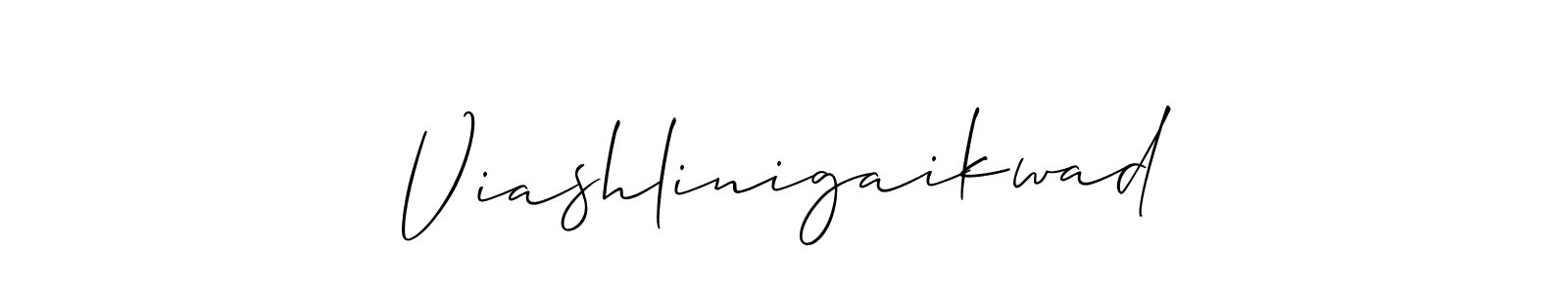 if you are searching for the best signature style for your name Viashlinigaikwad. so please give up your signature search. here we have designed multiple signature styles  using Allison_Script. Viashlinigaikwad signature style 2 images and pictures png