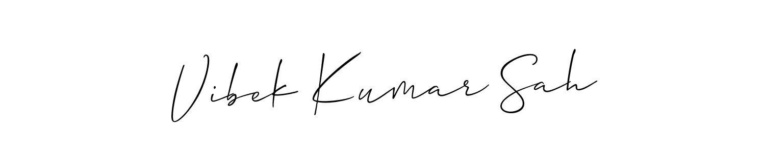 Also we have Vibek Kumar Sah name is the best signature style. Create professional handwritten signature collection using Allison_Script autograph style. Vibek Kumar Sah signature style 2 images and pictures png