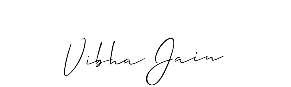 The best way (Allison_Script) to make a short signature is to pick only two or three words in your name. The name Vibha Jain include a total of six letters. For converting this name. Vibha Jain signature style 2 images and pictures png