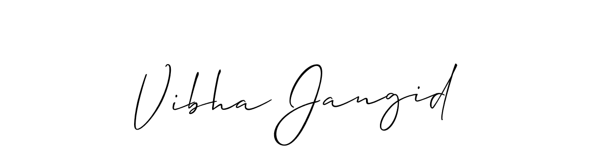 if you are searching for the best signature style for your name Vibha Jangid. so please give up your signature search. here we have designed multiple signature styles  using Allison_Script. Vibha Jangid signature style 2 images and pictures png