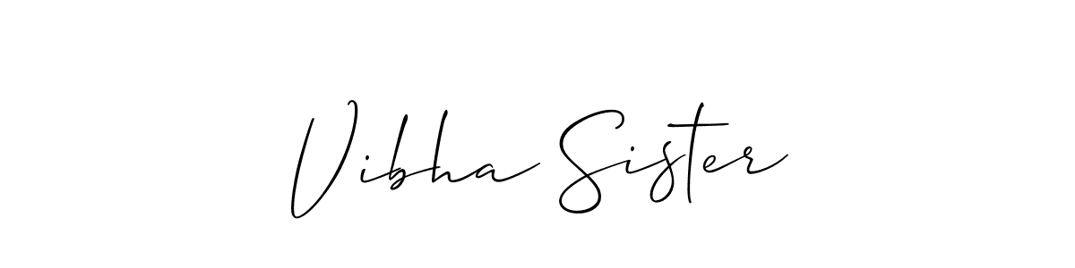 The best way (Allison_Script) to make a short signature is to pick only two or three words in your name. The name Vibha Sister include a total of six letters. For converting this name. Vibha Sister signature style 2 images and pictures png